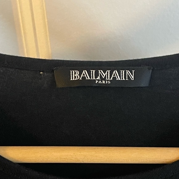 BALMAIN Tank Top Black Gold Graphic Print Heavy Gold Hardware Sleeveless Sz 36/4 - Picture 6 of 14